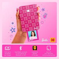 Kodak Barbie Step Slim belaidis momentinis nuotraukų spausdintuvas Barbie dovanų rinkinys (ikoniškas stilius) + Barbie fotoaparato krepšys, nuotraukų albumas, lipdukai ir pakabinamas rėmelis, 50 lipdukų + Zinc popierius (20 lapų)