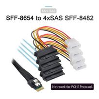 Nfhk slimline sas 4.0 sff-8654 4i 38pin host to 4 sas 29pin sff-8654 target hard disk fanout raid cable