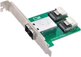 Cablecc dviejų prievadų mini sas hd sff-8644 į vidinį mini sas sff-8087 pcba moterišką adapterį su žemo profilio laikikliu