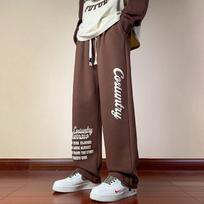2026 New Men's Youth Loose-Fit Hong Kong Style Sweatpants with Letter Print 5XL white