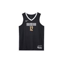 Nike Ja Morant Memphis Grizzlies Nr. 12 Miesto Edition Gerbėjo Marškinėliai 2023-24 Sezonas Vyriški Viršutiniai Drabužiai Juoda Balta DX8507-011 S gray