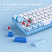 Lqxq Wk61 mechaninė klaviatūra 60%, laidinė žaidimų klaviatūra, hot swap klaviatūra rgb su pbt blue sea klavišų dangteliais, skirta žaidėjams pc windows - linear red switch
