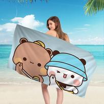 Bubu And Dudu Cute Cartoon Microfiber Blanket Quick Drying Beach Towels Oversized Printing Super Absorbent Pool Towel Blanket 40X70cm(15X27in) white
