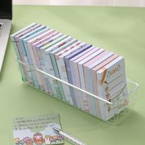 Portable Compartment Storage Box Transparent Multi-functional Stationery Finishing Box Dustproof Plastic Sticky Note Sorting Box white