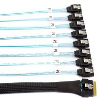 Cablecc sas 4.0 slimline sff-8654 8i 74pin host raid į 7pin 8 sata target hard drive fanout raid kabelis 1 į 8 skirstytuvas 100cm