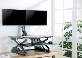 Monitoriaus laikiklis Maclean Mc-854 2 krypčių monitoriaus laikiklis, tvirtinamas prie stalo su kompiuterio stalo laikikliu, 17–27 colių Vesa 75 x 75 100 x 100 iki 8 kg (2 monitoriams)