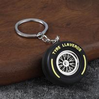 Realistic Car Wheel Pendant Metal Rubber Racing Tire Pendant  Keys,Backpack Ornaments geltona
