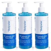 Be Bodywise 1% salicilo rūgšties prausiklis kūnui 750 ml | Padeda išvengti kūno spuogų ir valo odą | Be parabenų ir SLS | 3 vnt. pakuotė white