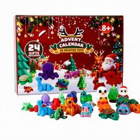 3D Printed Animal Advent Calendar 24 Day Countdown Decoration Resin Ornament for Christmas Winter Celebration Family Gift raudona