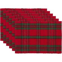 Tartan stalo takeliai Raudoni Žali Austi padėkliukai Atsparūs karščiui Virtuvės Valgomojo kilimėlis Bufalo languotas Kalėdinė šventinė dekoracija 4/6 vnt. 4PCS black