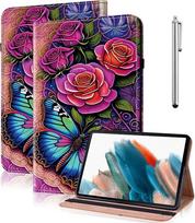 Tuolisg dėklas, skirtas Samsung Galaxy Tab A8 2022/2021 10.5 colių Sm-x200 / X205 / X207 su rašikliu, pu odinis piniginės tipo planšetinio kompiuterio apsauginis dėklas su automatiniu miego/budėjimo režimu, skirtas Glaxy Tab A8, spalvingas drugelis