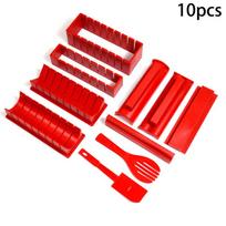 Multifunctional Sushi Maker Kit Complete Sushi Moulds Sushi Making Kit Rice Roll Diy Kitchen Set Suitable For Beginners as the picture red