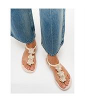Fitflop Moteriškos Sandalai su Akių Pagalvėlėmis ir Gėlių Raštu T-Formos Dirželiu Nude Rose (Ft64K2Q117) Coral/050 gray