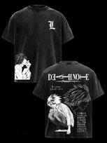 L DEATH NOTE Manga T-shirt Vintage Washed Oversized T Shirt Men Women Clothing Summer Casual High Quality Polyester Tees Clothes S juoda