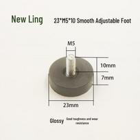 23*M5*10 Reguliuojamas baldų kojelės padelis lentynoms ir spintelėms Black Smooth Adjustable Foot 23*M5*10, 4 pieces