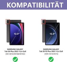 Wavata klaviatūra, skirta samsung galaxy tab s10+/s9 fe+/s9 plus 12.4 colių su apšvietimu, dėklas su klaviatūra, skirtas samsung tab s10 plus, magnetinis, nuimamas, vokiškas qwertz išdėstymas, violetinė