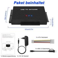 Meiriyfa usb 3.0 į sata/ide konverterio adapteris, ide sata į usb + type c išorinio kietojo disko adapterio duomenų perdavimo konverterio rinkinys, skirtas 2,5"/3,5" sata hdd/ssd ir ide hdd su 12v/2a maitinimo šaltiniu