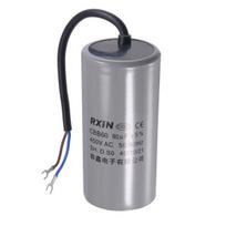 Sourcing map Cbb60 paleidimo kondensatorius su gnybtų varžtais oro kompresoriui, vandens siurblio varikliui, 2 laidai, 80uf 450v 50/60hz cilindrinis polipropileno plėvelės 123 x 60 mm
