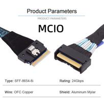 Chenyang Pci-e 5.0 Mini Cool Edge Io Mcio 74pin į Sff-8654 8i 74pin Slimline Sas 4.0 24gbps prailginimo kabelis 50cm