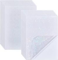 Ahandmaker 12 skaidrių holografinių laminavimo lakštų, 2 tipų spalvingas holografinis lipduko popierius, vandeniui atsparūs skaidrūs laminavimo lipdukai "pasidaryk pats" darbams, 21 x 30 cm