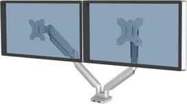 Monitoriaus laikiklis Fellowes monitoriaus laikiklis 2 monitoriams iki 32 colių (81,28 cm), Platinum Series monitoriaus laikiklis su dujine spyruokle, Usb prievadai - tvirtinamas spaustuku arba kabelio išėjimu - spalva: sidabrinė