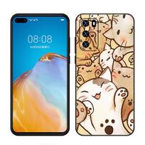 Cute kawaii cat Phone Case For Huawei Pura 70 Ultra P20 P30 P40 Lite P60 Art P50 Pro P50E P Smart 2018 2019 2020 2021 Huawei P20 blue