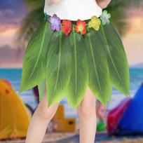 Žolės sijonas Havajų gėlė lapas Šokio drabužiai suaugusiems Vaikams Šokio kostiumo aksesuaras vakarėliui 10 Leaf Skirt gray