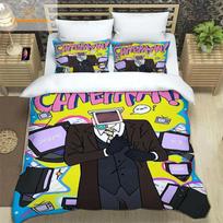 Duvet Cover Skibidi Toilet Pillowcase Duvet Cover Cartoon Bedding Set Full Size King Size For Single Double Room Decorating 135x200cm green