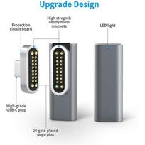 Magnetinio USB C tipo C adapterio šoninio kištuko alkūnė 20 kontaktų visos funkcijos adapterio įkrovimo duomenų perdavimas sidabras