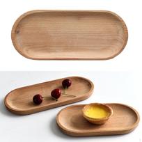 Natūralus ovalus medinis padėklas indas vaisių bufetas vaikų stalo įrankiai dekoratyvinis 10x23cm beige