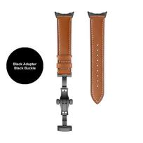 Butterfly buckle Leather Strap For Google Pixel Watch Band Pixel Watch Watchbands Bracelet With adapter (Silver/Black/Rose gold) For Pixel Watch juoda ruda spalva