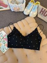 Pure Desire Polka Dot Lace Trim Camisole with Built-in Bra - Women's Slimming Sleeveless Top for Summer 2026 One Size juoda
