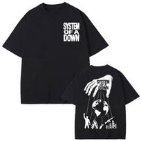 System of A Down Dvipusės spaudos marškinėliai Vyrams Moterims Drabužiai Roko Mados Marškinėliai Medvilniniai trumpomis rankovėmis marškinėliai S gray