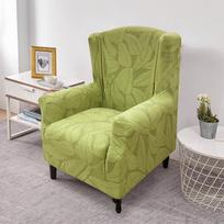 Thickened Wing Chair Cover Stretch Armchair Covers for High Back Sofa Jacquard Couch Slipcover Furniture Protector for Bedroom žalia