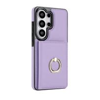 skirta Samsung Galaxy S23 S24 S25 S26 Ultra Plus A56 A36 A26 A16 A55 A35 A15 Odinis piniginės dėklas su kortelių laikikliu, žiedu ir stoveliu Galaxy S23 violetinė