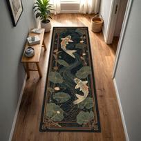 Oriental Floral Pattern Area Carpet Mat Rug Home Decoration Chinese Style Modern Hallway Living Room Floor Rugs for Bedroom 40X120CM black