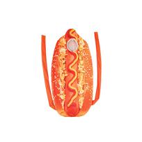 Novelty Hot Dog Costume with Plush Bun and Mustard Design Adjustable Straps for Adult Use Party and Event Wear One Size red