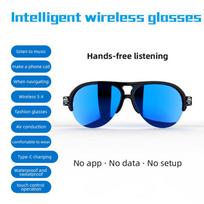 F08 MAX AI Smart Sunglasses Open-Ear Bluetooth Audio Glasses Outdoor Sports Headphones for Music & HD Calls Blue juoda