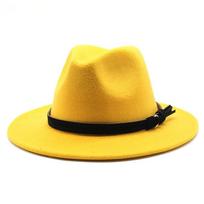 Gangster Trilby Felt Fedora Hat European American Wide Brim Top Jazz Caps Women Men Wool White Wedding Hat 56-58-61CM 56-58CM geltona