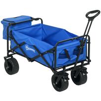 Garden Cart 110L with Telescopic Handle and 15L Thermal Bag in Steel and Fabric, Blue 113 x 57 x 100 cm