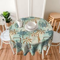Mid Century Modern Hawaii Turtles Palm Trees Round Tablecloth Stain Wrinkle Resistant Washable Polyester 60 Inch Table Cloth 50inch(127cm) gray