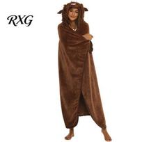 Lightweight Plush Wrap Wearable Blanket Hoodie, Women Cute Animal Hooded Cape, Soft Cozy Throw with Hood Sloth Highland Cow Penguin Cape for Cosplay, gray