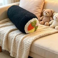 Creative Sushi Roll Throw Pillow Plush Toys Stuffed Soft Tasty Seaweed Sushi Toys Cozy Sofa Office Nap Pillow Kawaii Room Decor black