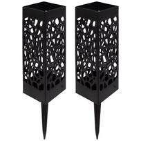 Cemetery Vases for Grave with Spikes, 2 Pack Grave Vases for Cemetery with Stake, Square Black Design, Resin Memorial Flower Holders black
