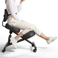 VEVOR Ergonomiška klūpėjimo kėdė su atlošu ir ratukais, Mobilioji X formos laikysenos kelio kėdė su reguliuojamu aukščiu ir storomis putplasčio pagalvėlėmis juoda