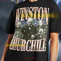 Winston Churchill T Shirt Retro Bootleg Political Leader Historical Figure Sweat Saf Vintage Streetwear Designer Clothes S gray
