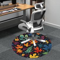 1pc Autumn Leaves Office Round Area Rug, Indoor Mat Suitable ForOffice, Under Office Chairs Bedroom Living Room Home Decor, D121 80cm by 80cm white