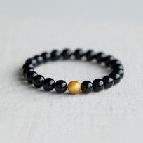 Lava Stone & Matte Black Beaded Adjustable Men's Bracelet black