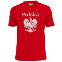 Mens Poland Polska Symbol Football T shirt Soccer Footy L red