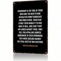 Metal Poster Wall Art Vintage Charles Bukowski Quote Bar Decor gray